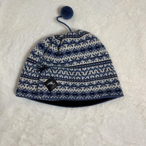 merkley Other - Nordic Style Blue and White Knit Beanie